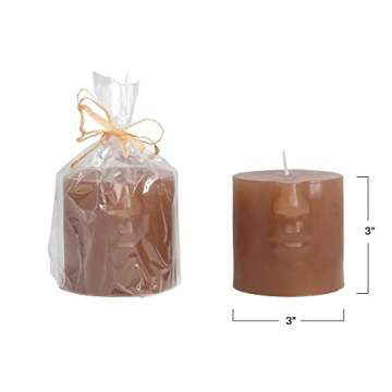 Creative Co-Op Unscented Face Pillar Candle 3x3x3