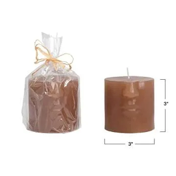 Creative Co-Op Unscented Face Pillar Candle 3x3x3