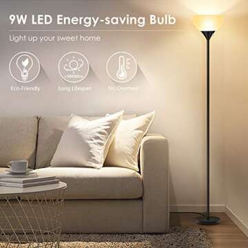 BoostArea Eco-Friendly LED Floor Lamp, 9W, 50,000 Hours, Eye-Caring Design