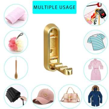 Foldable Towel Hooks in Brushed Gold for Your Home