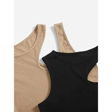 Milumia Women 2 Pack Cut Out Crop Tops Sexy Asymmetrical One Shoulder Shirts Ribbed Knit Tanks Coffee and Black Medium
