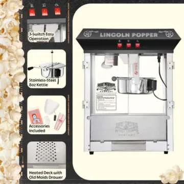 Lincoln Popcorn Machine - 8oz Popper for Movie Nights