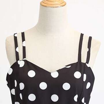 IBTOM CASTLE Womens 1950s Retro Rockabilly Princess Swing Tea Dress Polka Dots Audrey Hepburn 50's 60's Party Short Gown Black L
