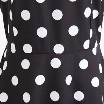 IBTOM CASTLE Womens 1950s Retro Rockabilly Princess Swing Tea Dress Polka Dots Audrey Hepburn 50's 60's Party Short Gown Black L