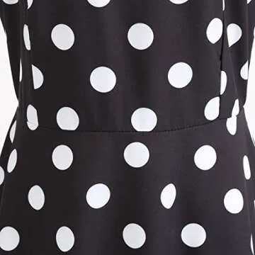 IBTOM CASTLE Womens 1950s Retro Rockabilly Princess Swing Tea Dress Polka Dots Audrey Hepburn 50's 60's Party Short Gown Black L
