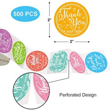 500PCS Thank You for Your Order Stickers Labels for Handmade Shopping Small Shop Business Stickers 2...