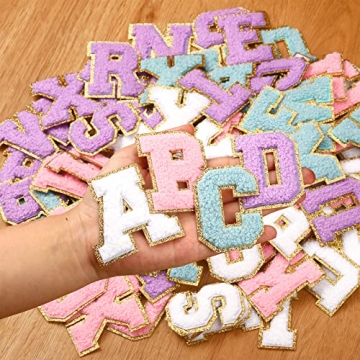 Vibrant A-Z Letter Patches with Gold Border for DIY Crafts