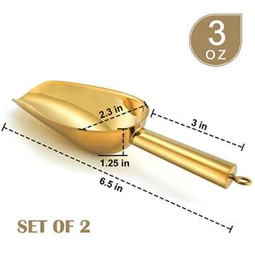 3OZ Mini Scoop Set of 2, P&P CHEF Stainless Steel Candy Sweet Ice Cube Scoop for Home Bar Buffet Wed...