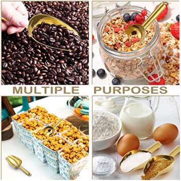 3OZ Mini Scoop Set of 2, P&P CHEF Stainless Steel Candy Sweet Ice Cube Scoop for Home Bar Buffet Wedding Canisters, Easy Clean & Durable - Gold