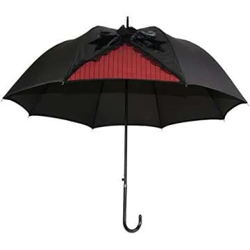 Kung Fu Smith Black Lace Parasol Umbrella for Women, Vintage Victorian Windproof Umbrella, British London Rain Umbrella, UV Protection