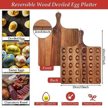 Gerrii Reversible Wooden Deviled Egg Platter – Multi-Use, Stylish Serving Tray 13 x 17 Inch