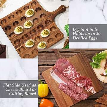 Gerrii Elegant Wooden Deviled Egg Platter for Entertaining