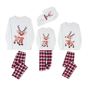 OAKFashion Christmas Family Pajamas Holiday Christma Pajama Family Matching Pjs Set Cute Sleepwear Elk Xmas Jammies for Couples Youth(#A311, Kids, 4 Years)