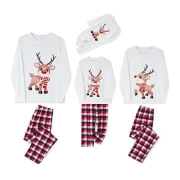 OAKFashion Christmas Family Pajamas Holiday Christma Pajama Family Matching Pjs Set Cute Sleepwear Elk Xmas Jammies for Couples Youth(#A311, Kids, 4 Years)