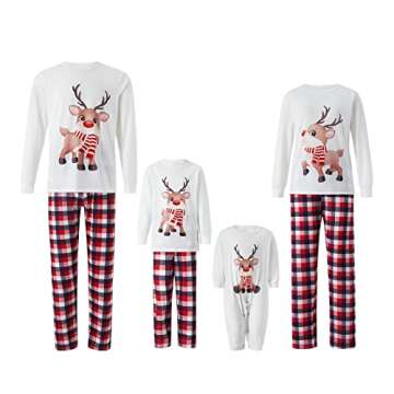 OAKFashion Christmas Family Pajamas Holiday Christma Pajama Family Matching Pjs Set Cute Sleepwear Elk Xmas Jammies for Couples Youth(#A311, Kids, 4 Years)