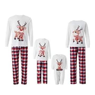 OAKFashion Christmas Family Pajamas Holiday Christma Pajama Family Matching Pjs Set Cute Sleepwear Elk Xmas Jammies for Couples Youth(#A311, Kids, 4 Years)
