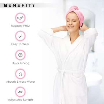SimpleField 2 Pack Microfiber Hair Towel Wrap for Women, Anti Frizz Quick Drying Hair Turban for All Hair Style, Absorbent and Lightweight (Pink)