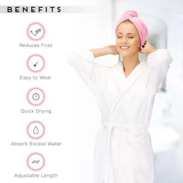 SimpleField 2 Pack Microfiber Hair Towel Wrap for Women, Anti Frizz Quick Drying Hair Turban for All Hair Style, Absorbent and Lightweight (Pink)