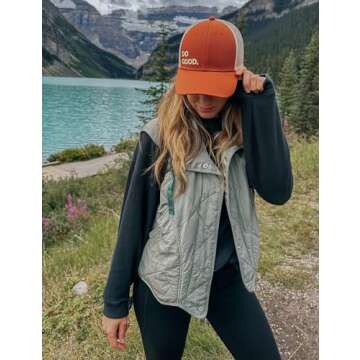 Flygo Womens Quilted Vest Lightweight Sleeveless Stand Collar Button Down Padded Gilet Jacket with Pockets(BeanGreen-S)