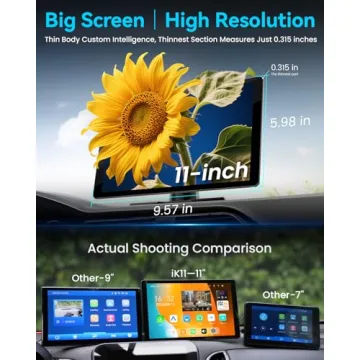 11 Inch Wireless Apple CarPlay Screen with 4K Dash Cam