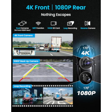 11 Inch Wireless Apple CarPlay Screen with 4K Dash Cam