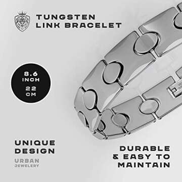 Urban Jewelry Stunning Men's 18K Gold Plated Link Chain Bracelet with Solid Heavy Wheat Tungsten Car...