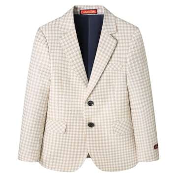 Lamgool Boys Suits 3 Piece Slim Fit Houndstooth Tuxedo Blazer Jacket Pant for Kids Prom Wedding Form...