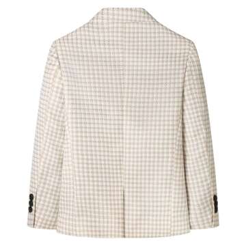 Lamgool Boys Suits 3 Piece Slim Fit Houndstooth Tuxedo Blazer Jacket Pant for Kids Prom Wedding Formal Dress Suit Set 4-16Y