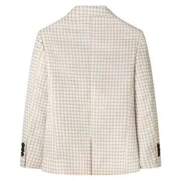 Lamgool Boys Suits 3 Piece Slim Fit Houndstooth Tuxedo Blazer Jacket Pant for Kids Prom Wedding Formal Dress Suit Set 4-16Y