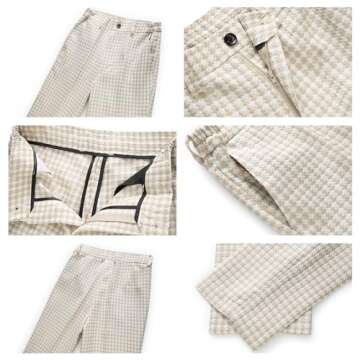 Lamgool Boys Suits 3 Piece Slim Fit Houndstooth Tuxedo Blazer Jacket Pant for Kids Prom Wedding Formal Dress Suit Set 4-16Y