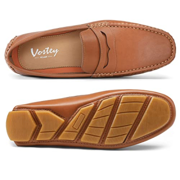 Vostey Men's Loafers Slip on Shoes Brown Loafers Driving Loafers Casual Penny Loafers for Men (BMY3002 Brown 9.5)