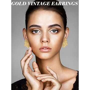 Glenmal 6 Pair Gold Color Threader Dangle Earrings Long Chain Statement Drop Dangle Earrings Jewelry for Women(Boho Geometric)