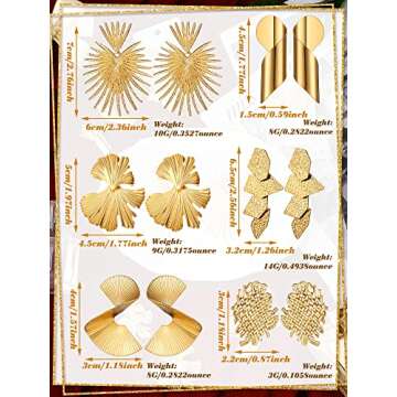 Glenmal 6 Pair Gold Color Threader Dangle Earrings Long Chain Statement Drop Dangle Earrings Jewelry for Women(Boho Geometric)