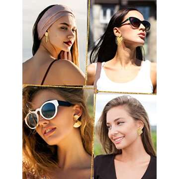 Glenmal 6 Pair Gold Color Threader Dangle Earrings Long Chain Statement Drop Dangle Earrings Jewelry for Women(Boho Geometric)