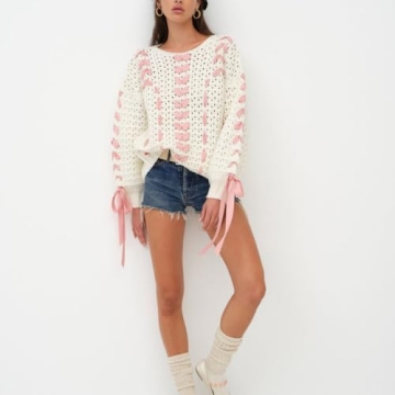 Trendy Women Y2K V Neck Sweater Cute & Stylish Pullover Top