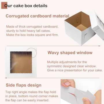 Mcfleet 4pcs Large Cake Boxes for Tiered Cakes
