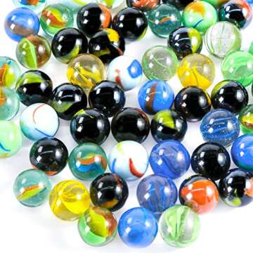 POPLAY Colorful Glass Marbles, 0.6inch Marbles Bulk for Kids Marble Games,DIY and Home Decoration
