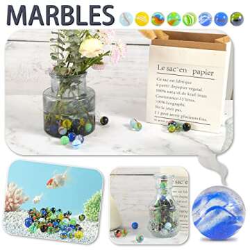 POPLAY Colorful Glass Marbles, 0.6inch Marbles Bulk for Kids Marble Games,DIY and Home Decoration