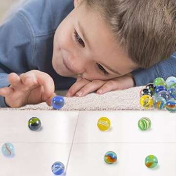 POPLAY Colorful Glass Marbles, 0.6inch Marbles Bulk for Kids Marble Games,DIY and Home Decoration
