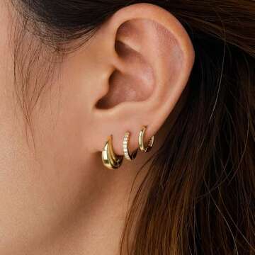 Poxtex Gold Hoops Huggie Earrings Set for Women