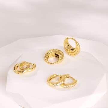 Poxtex Gold Hoops Huggie Earrings Set for Women