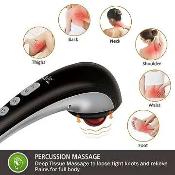 Snailax Cordless Handheld Back Massager - Rechargeable Percussion Massage with Heat, FSA HSA Eligible, Deep Tissue Massager for Neck Shoulder Waist Leg Foot Back, Portable Wand Massager for Full Body