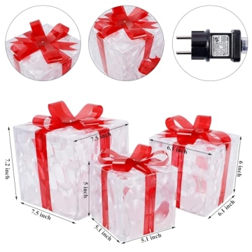 Lulu Home Christmas Lighted Gift Boxes Set of 3 LED Decor