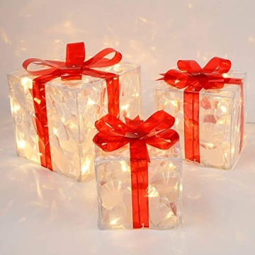 Lulu Home Christmas Lighted Gift Boxes Set of 3 LED Decor