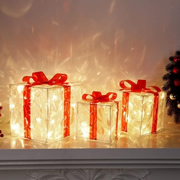 Lulu Home Christmas Lighted Gift Boxes Set of 3 LED Decor
