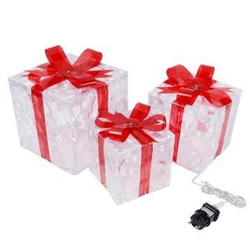 Lulu Home Christmas Lighted Gift Boxes Set of 3 LED Decor
