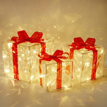 Lulu Home Christmas Lighted Gift Boxes Set of 3 LED Decor