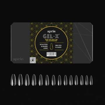 Apres Gel-X® Almond Box of Nail Tips | 280 Gel-X Tips, Soft Gel Tips, 14 Sizes 00-9 | Half-sizes Included (Sculpted Almond Long, 280 Count)