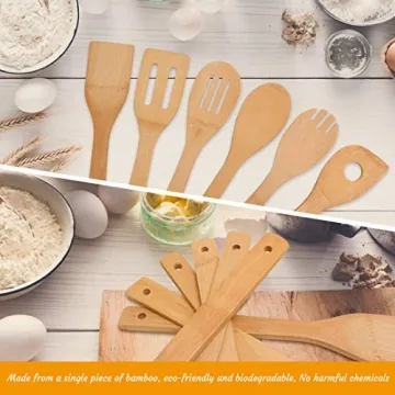 Bamboo Cooking Utensils Set - Eco-Friendly 6-Piece Cooking Tools