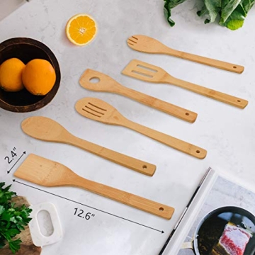Bamboo Cooking Utensils Set - Eco-Friendly 6-Piece Cooking Tools